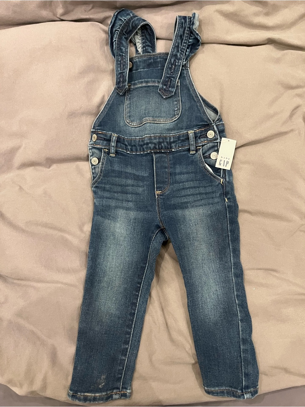 GAP Kids Dark Blue Denim Overalls with Front Bib